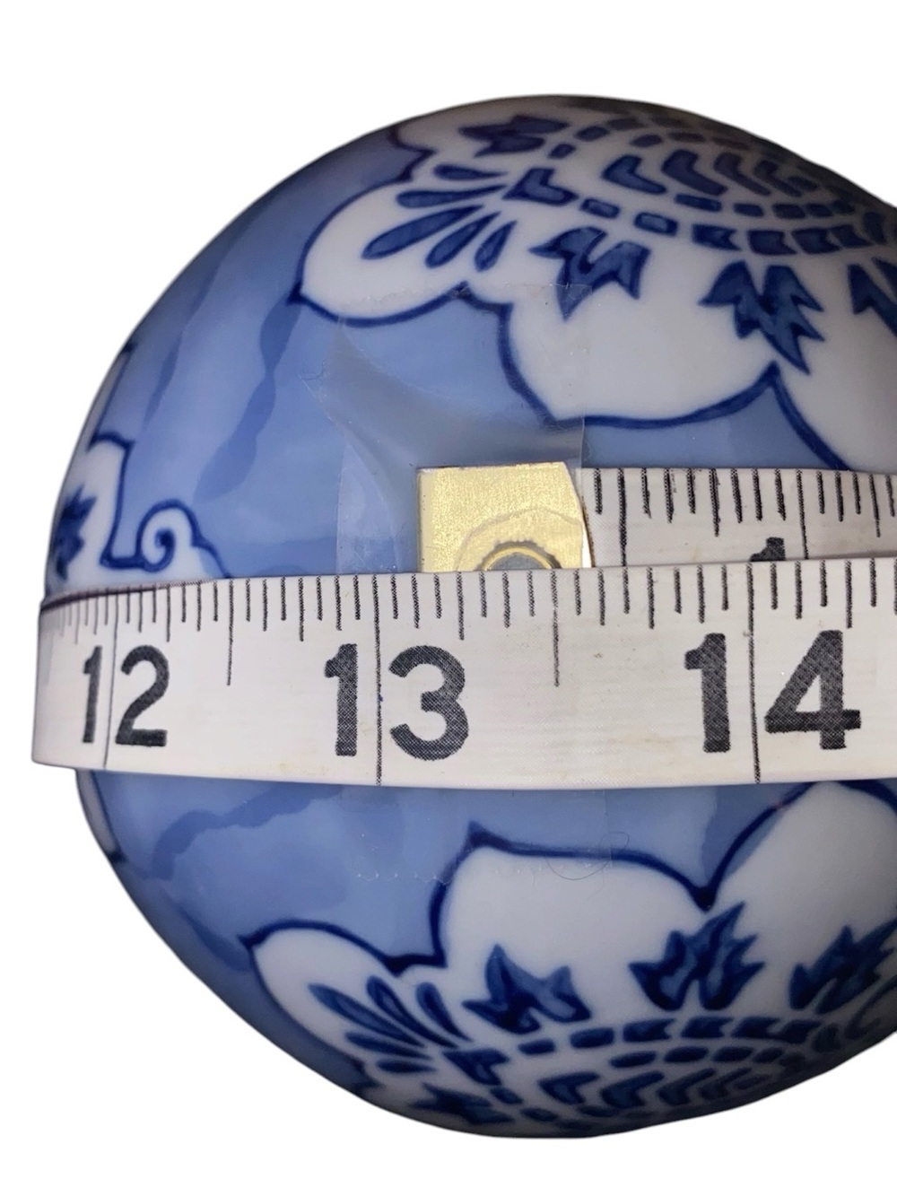 VINTAGE PORCELAIN ORB BLUE SPHERE Porcelain Ball Decor Ceramic Cobalt BLU WHT - Picture 2 of 2